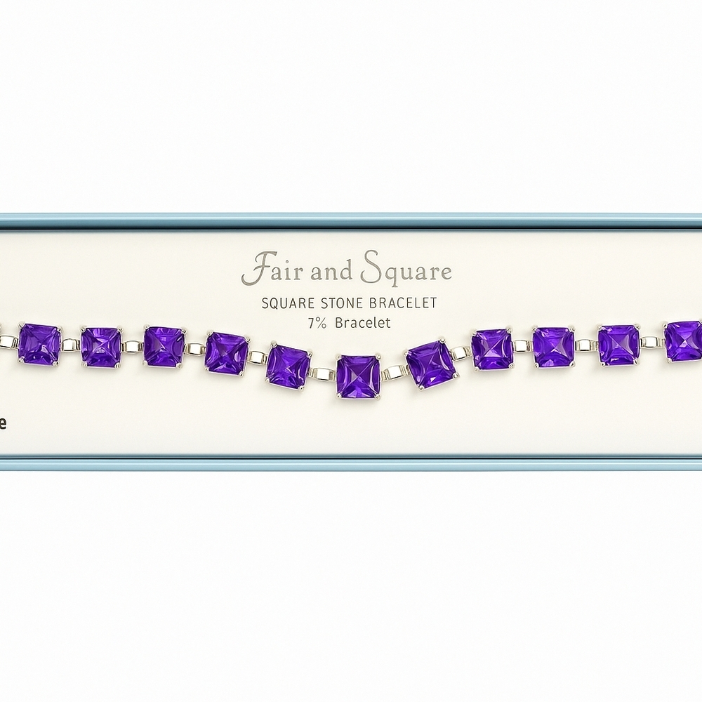 Fair and Square Purple‎ Square Stone Bracelet – Nickel Free – 7.5”